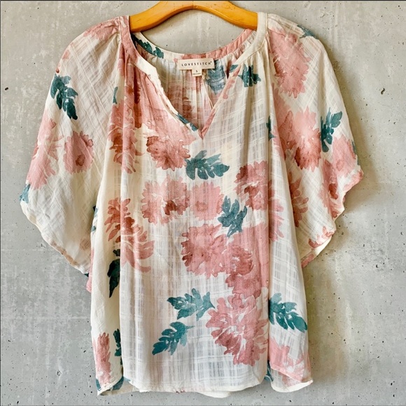 Love Stitch Tops - Love Stitch Boho Floral Top